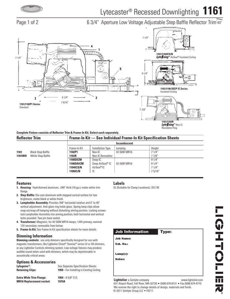 Lightolier Lytecaster Recessed Downlighting 1161 User manual