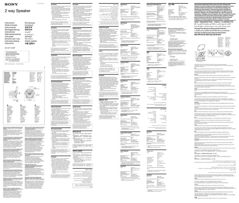 Sony XS-GT1028F instruction & operation manual