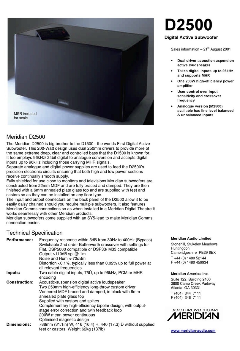 Meridian D2500 instruction sheet