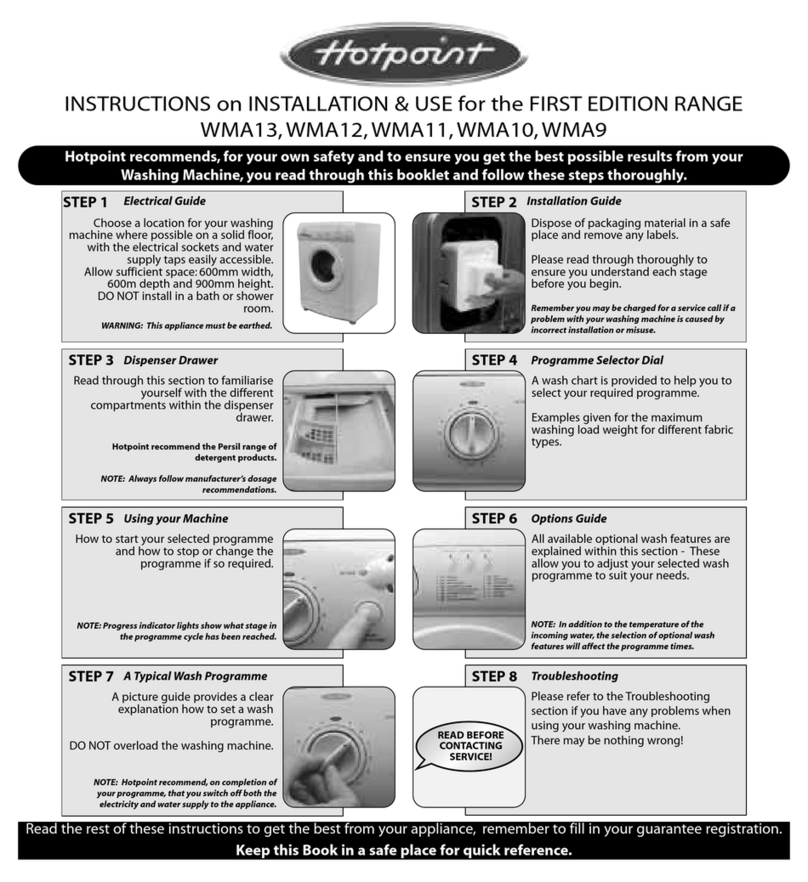 Hotpoint FIRST EDITION WMA11 Instructions for installation and use