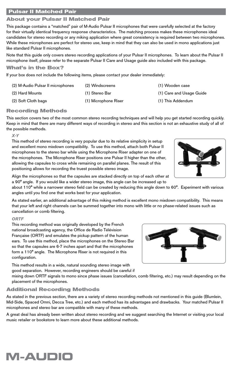 M-Audio Pulsar II instruction sheet