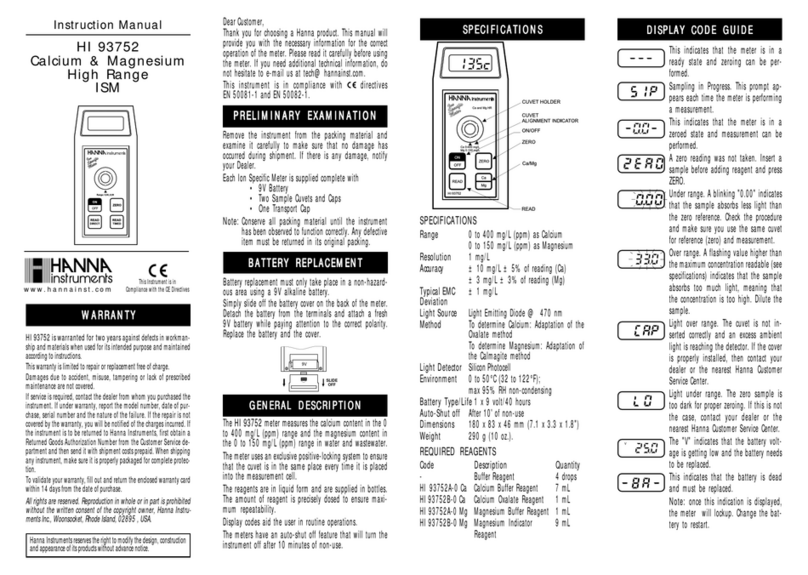 Hanna Instruments HI 93752 User manual