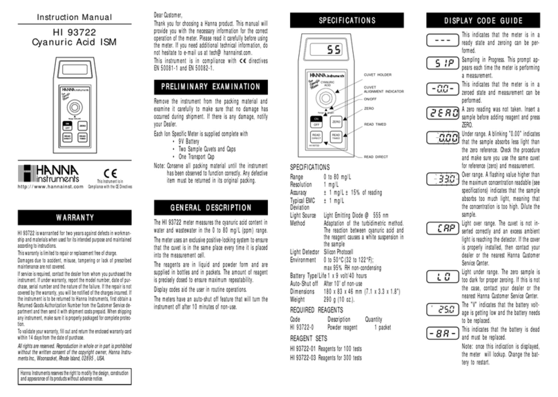 Hanna Instruments HI 93722 User manual