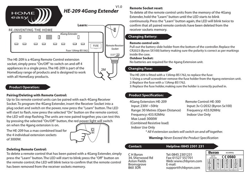 CH Byron Home Easy HE-209 installation instructions
