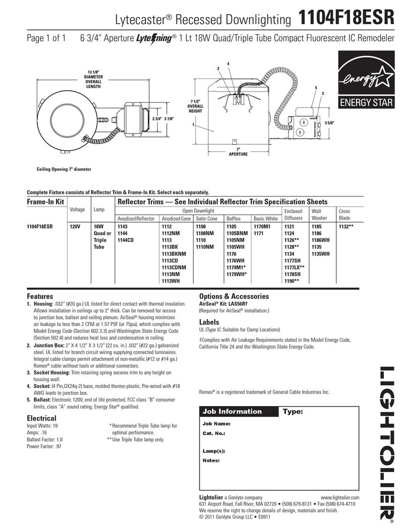 Lightolier Lytecaster 1104F18ESR User manual Lightolier Lytecaster 1104F18ESR User manual