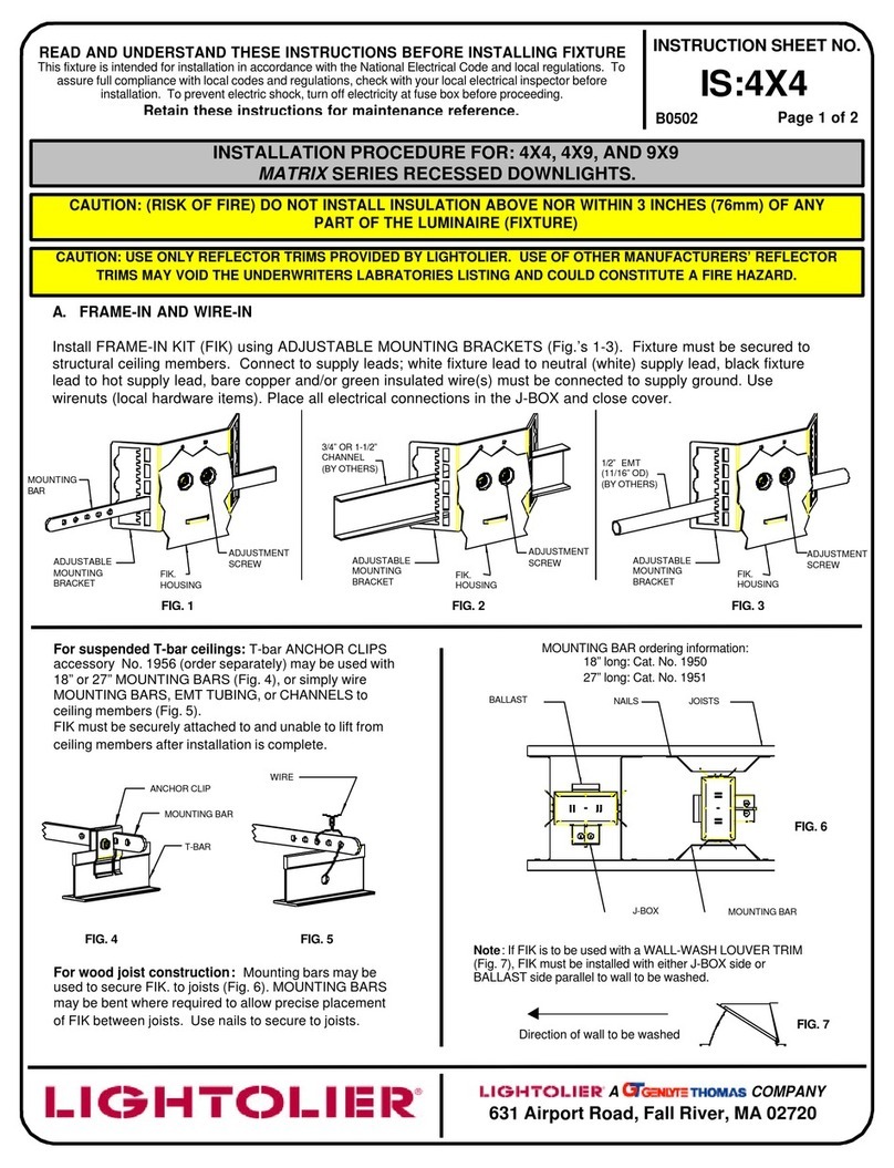 Lightolier 4X4 MATRIX SERIES Instructions for use