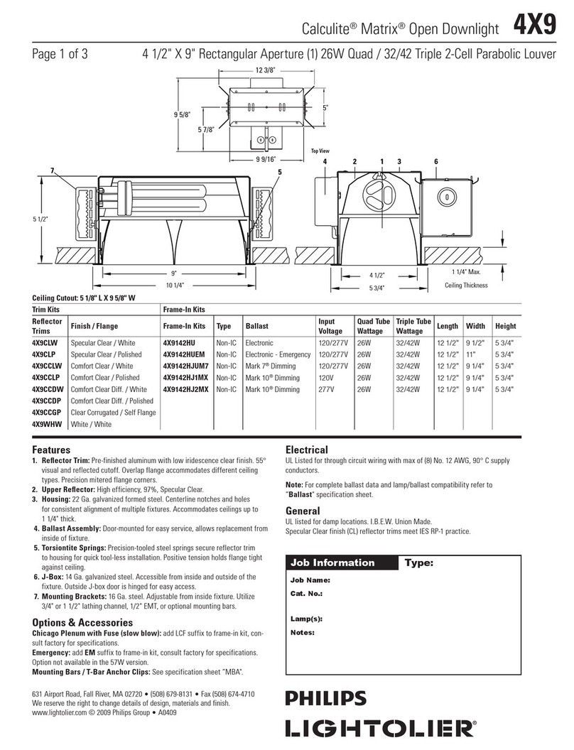 Lightolier Calculite Matrix 4X9 User manual