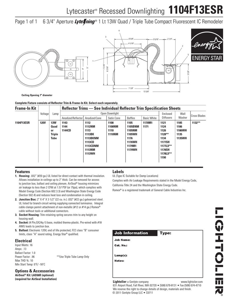 Lightolier Lytecaster 1104F13ESR User manual Lightolier Lytecaster 1104F13ESR User manual