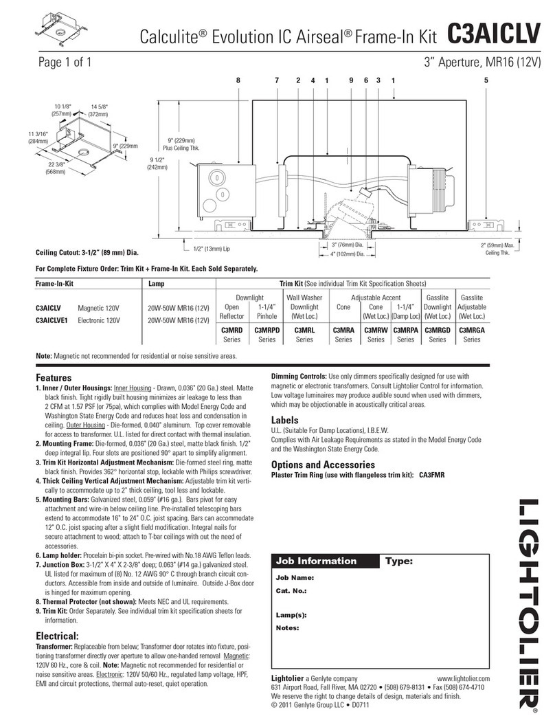 Lightolier Calculite Evolution IC Airseal C3AICLV specification Lightolier Calculite Evolution IC Airseal C3AICLV specification