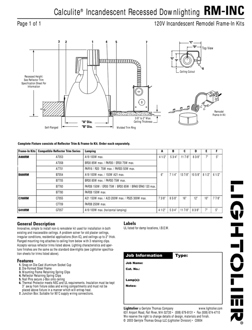 Lightolier Calculite RM-INC User manual
