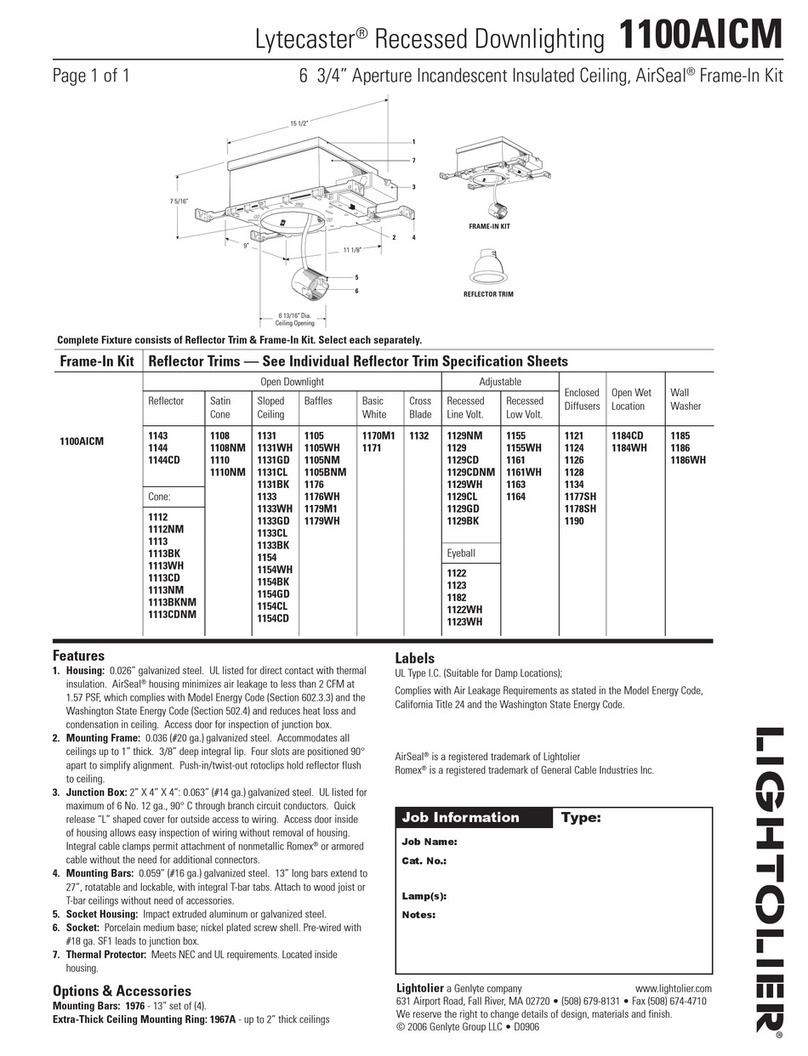 Lightolier Lytecaster 1100AICM specification Lightolier Lytecaster 1100AICM specification