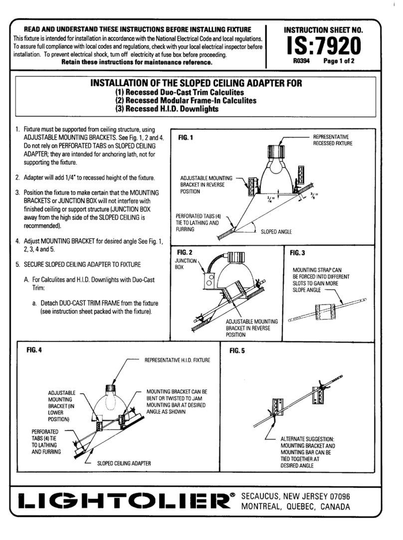 Lightolier SLOPED CEILING ADAPTER Instructions for maintenance reference