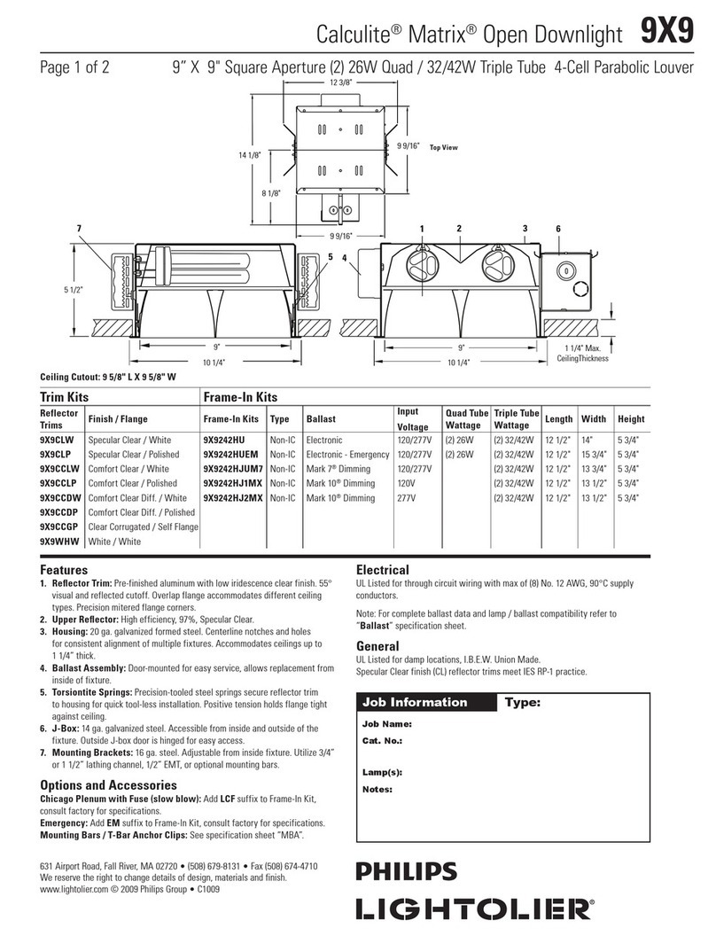 Lightolier Calculite Matrix 9X9 User manual