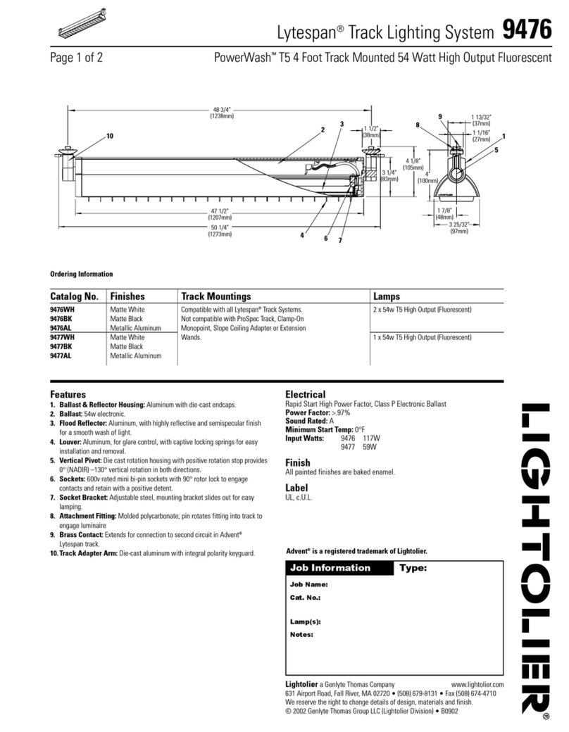 Lightolier Lytespan 9476 User manual