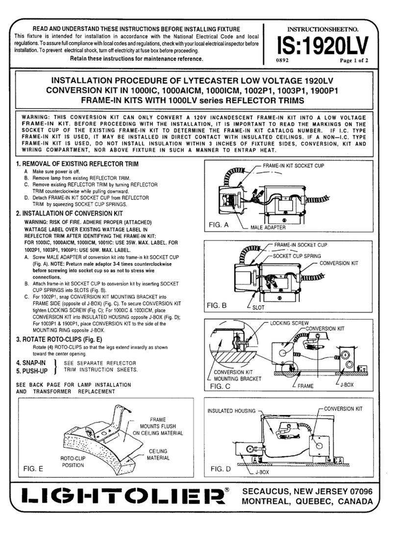 Lightolier Lytecaster 1920LV Instructions for maintenance reference