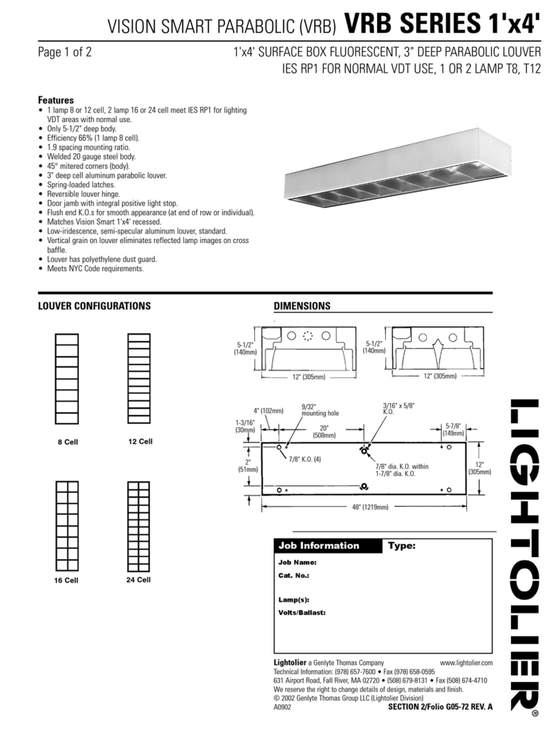 Lightolier VRB SERIES 1'x4 specification