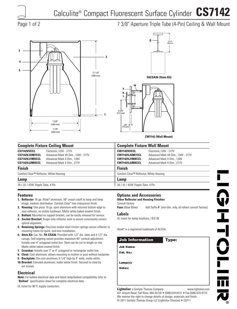 Lightolier Calculite CS7142 User manual