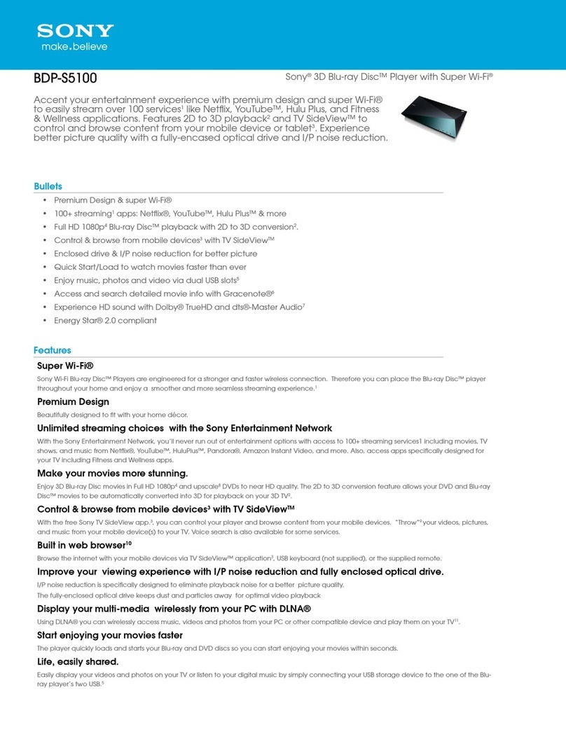 Sony BDP-S5100 Specifications