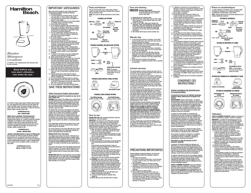 Hamilton Beach 50163 Owner's manual