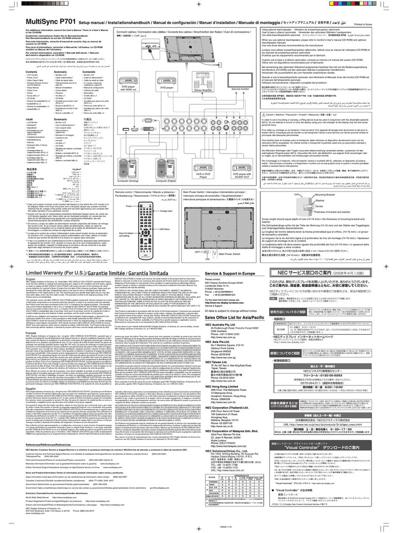 NEC MultiSync P701 User guide