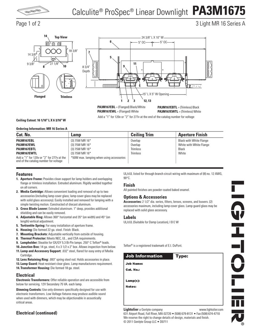 Lightolier Calculite ProSpec PA3M1675 User manual