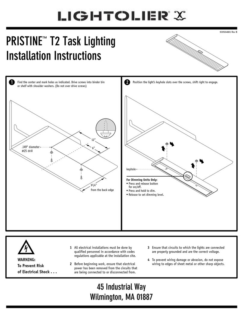 Lightolier PRISTINE T2 User manual