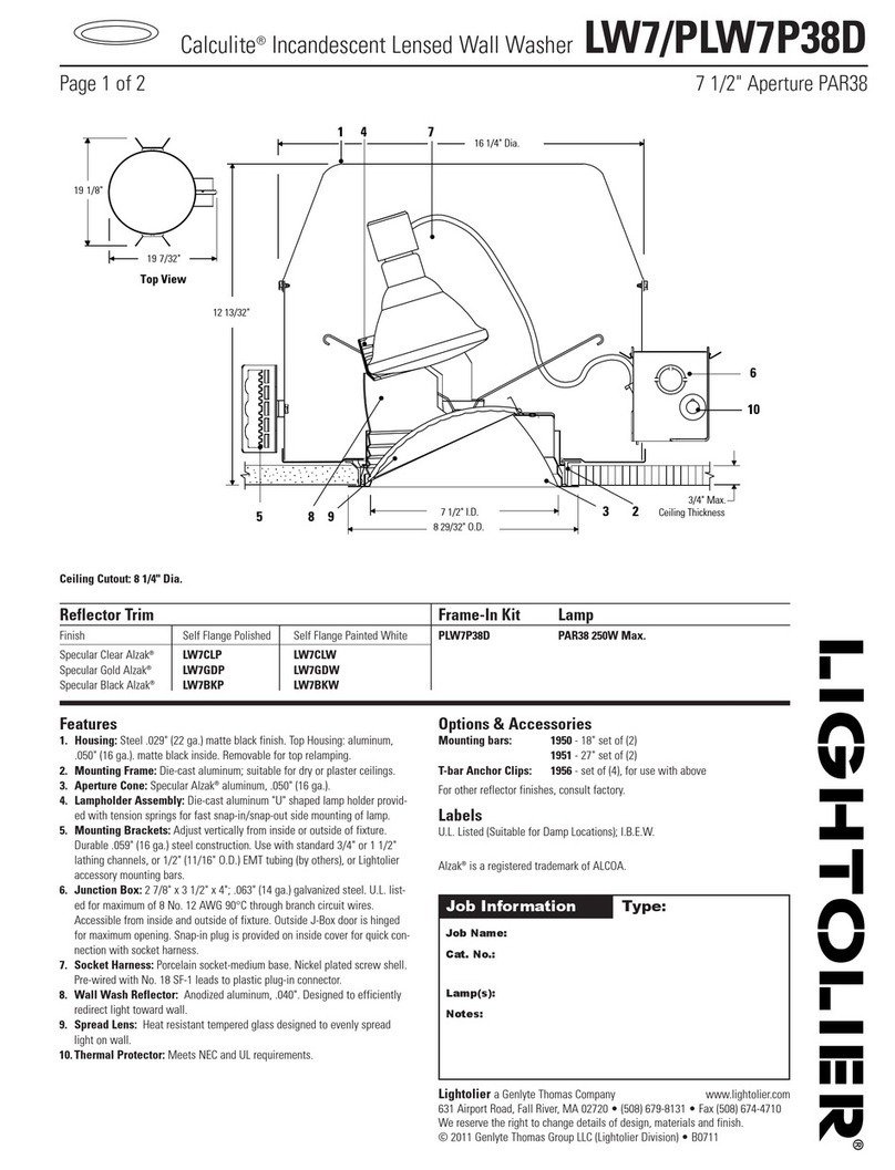 Lightolier Calculite LW7/PLW7P38D User manual