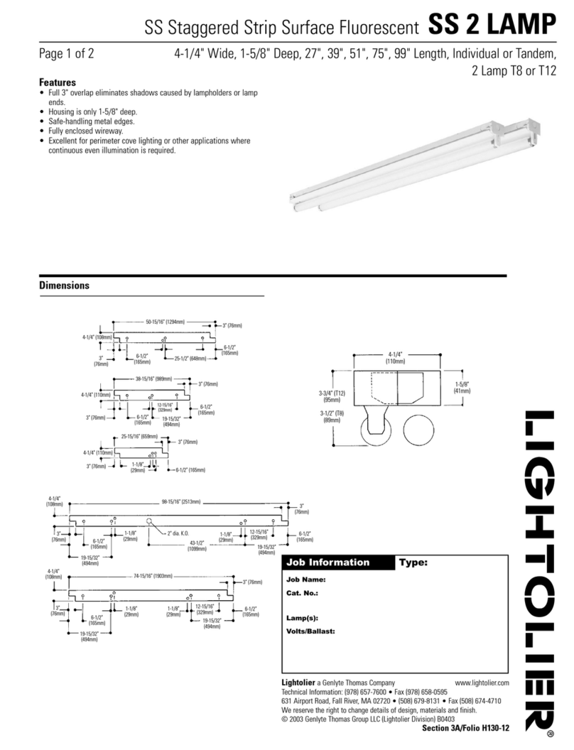 Lightolier SS 2 LAMP User manual