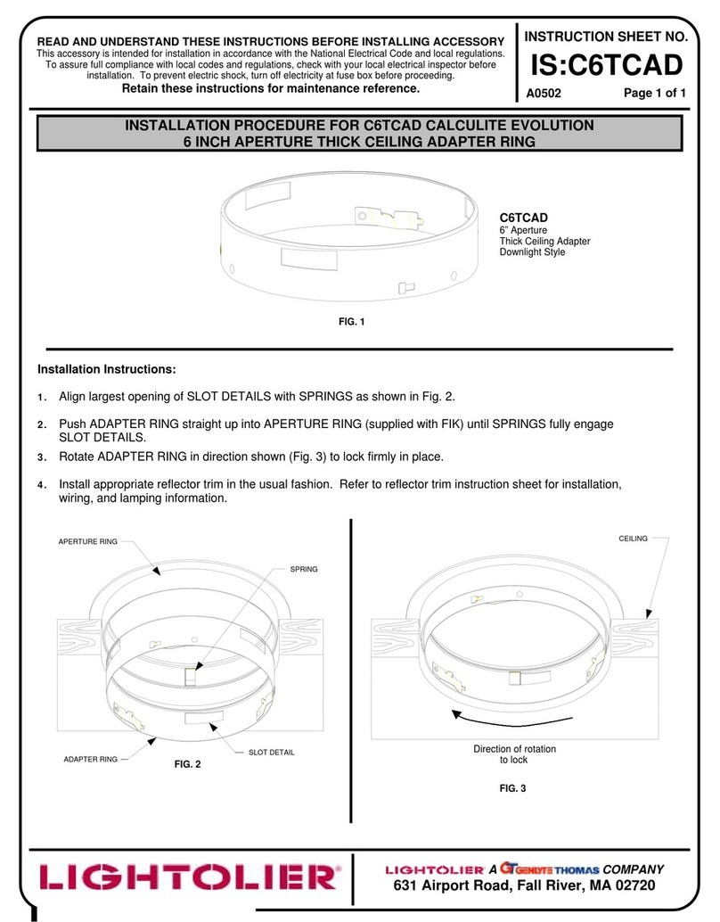Lightolier C6TCAD Instructions for maintenance reference