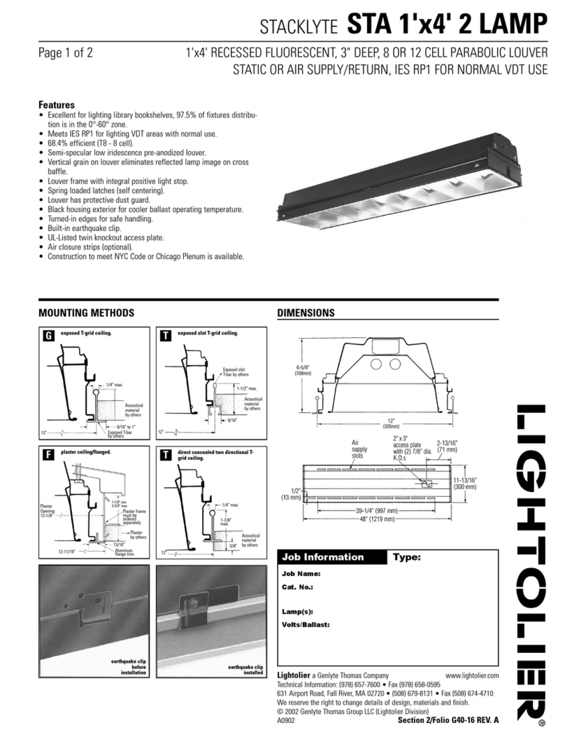 Lightolier STA 1'x4' 2 LAMP User manual