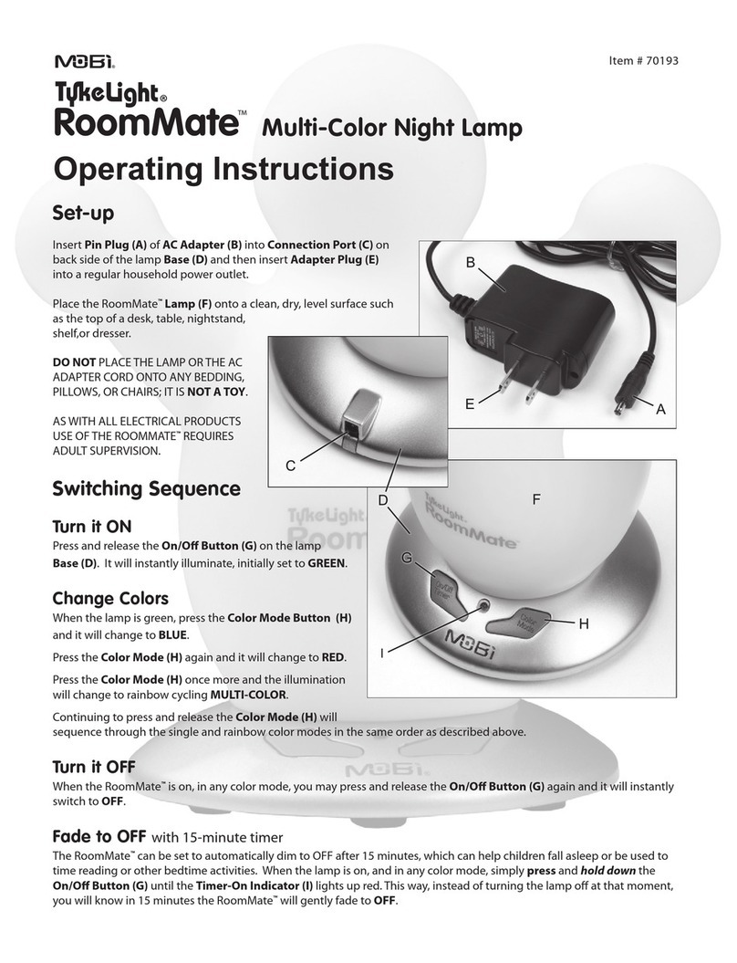 Mobi Technologies tykelight ROOMMATE Multi-Color Night Lamp operating instructions Mobi Technologies tykelight ROOMMATE Multi-Color Night Lamp operating instructions