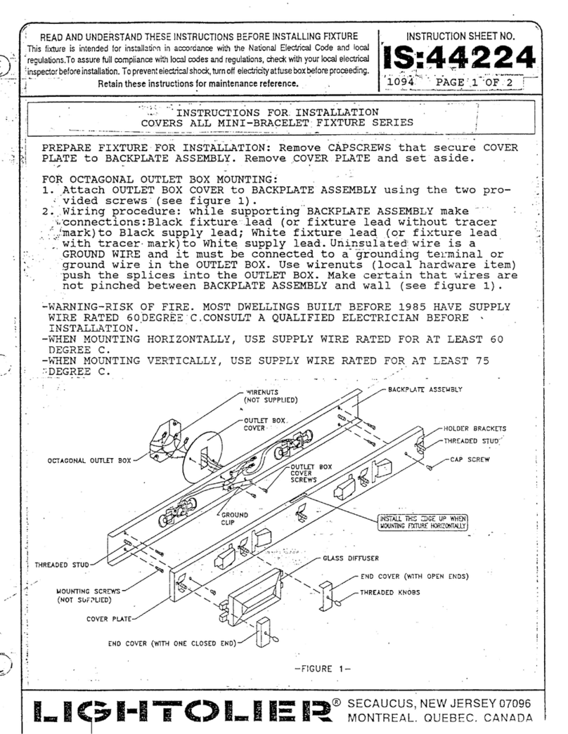 Lightolier COVERS ALL MINI-BRACELET FIXTURE SERIES Instructions for installation