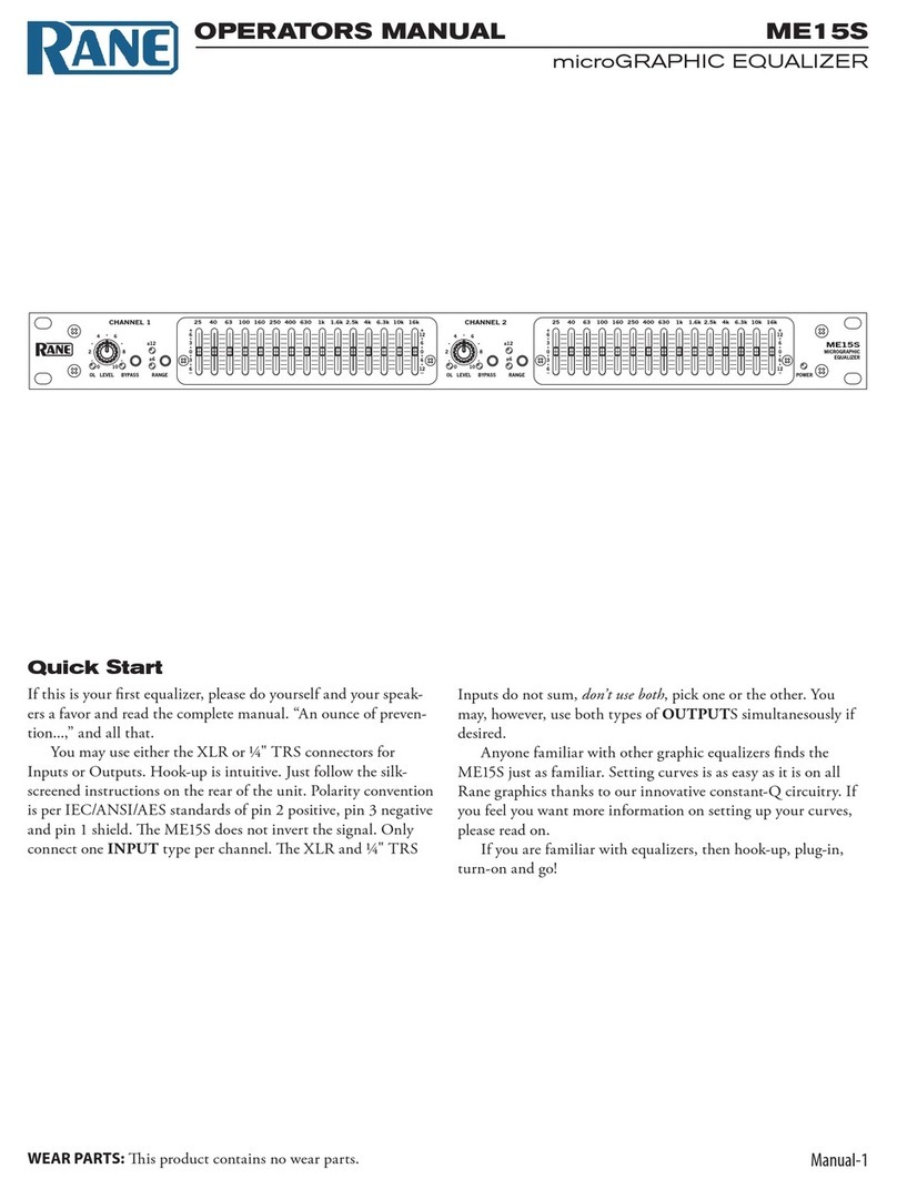 Rane ME 15S User manual