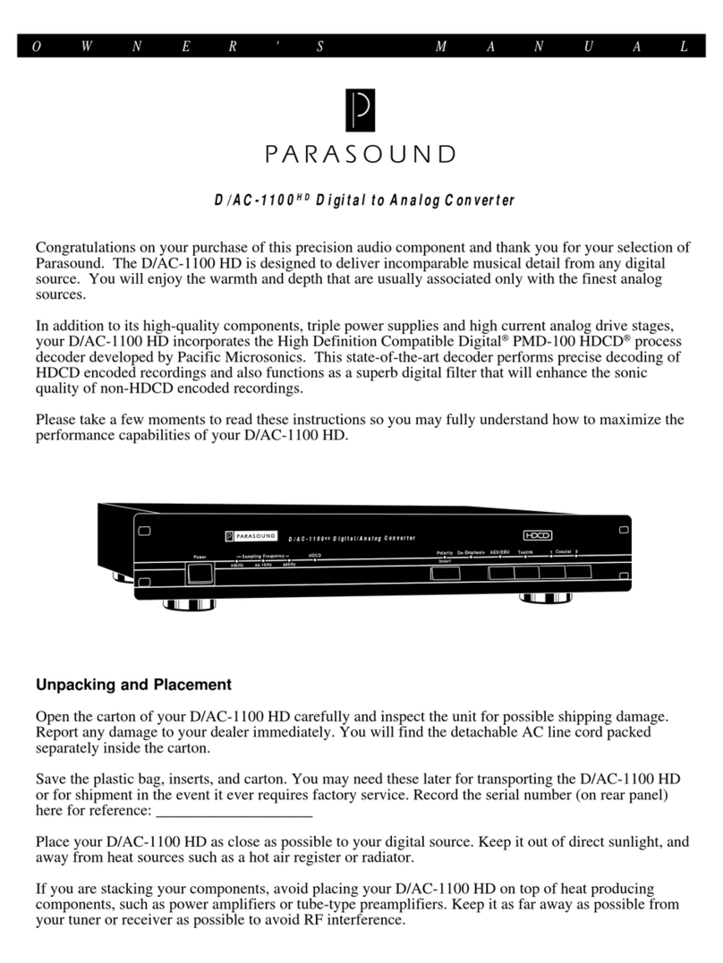 Parasound D/AC-1100 HD User manual Parasound D/AC-1100 HD User manual