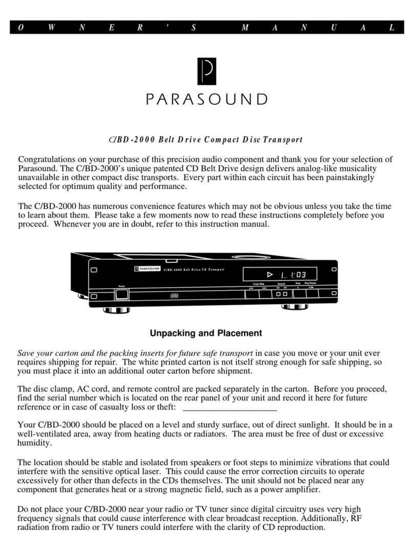 Parasound C/BD-2000 owner's manual