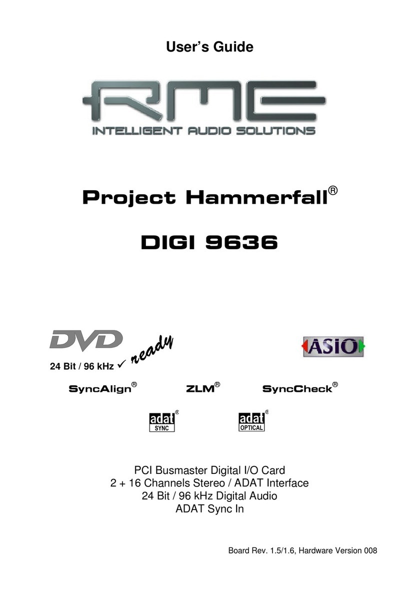 RME Audio Hammerfall DIGI 9636 user guide