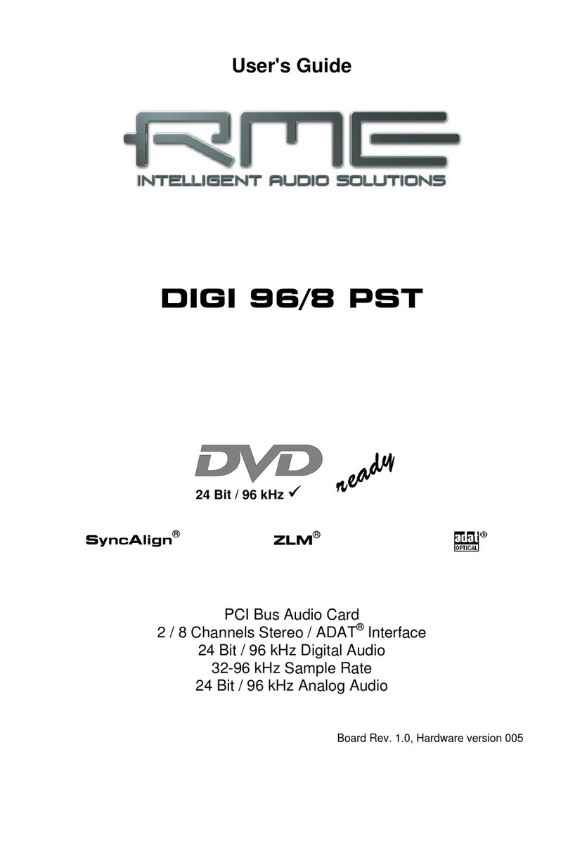 RME Audio DIGI 96/8 PST user guide