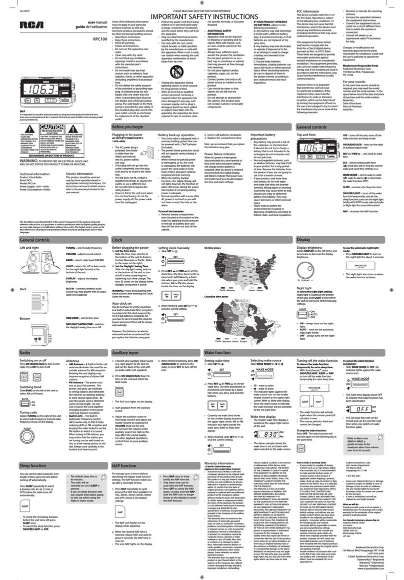 RCA RPC100 User manual
