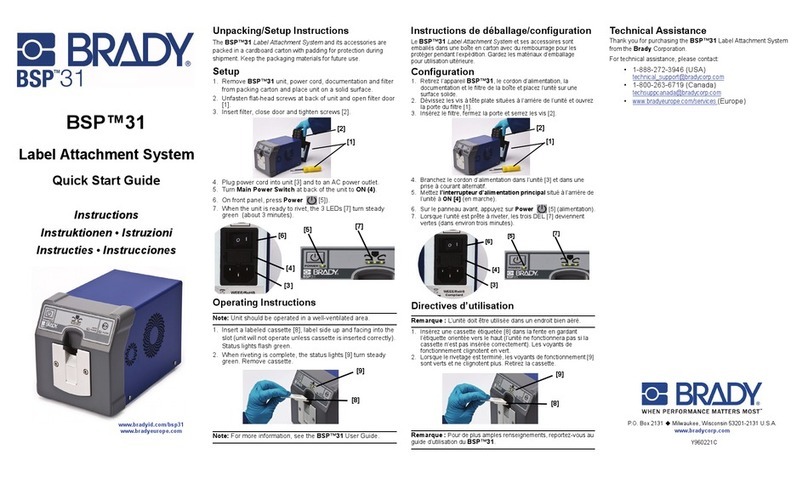 Brady BSP31 User manual