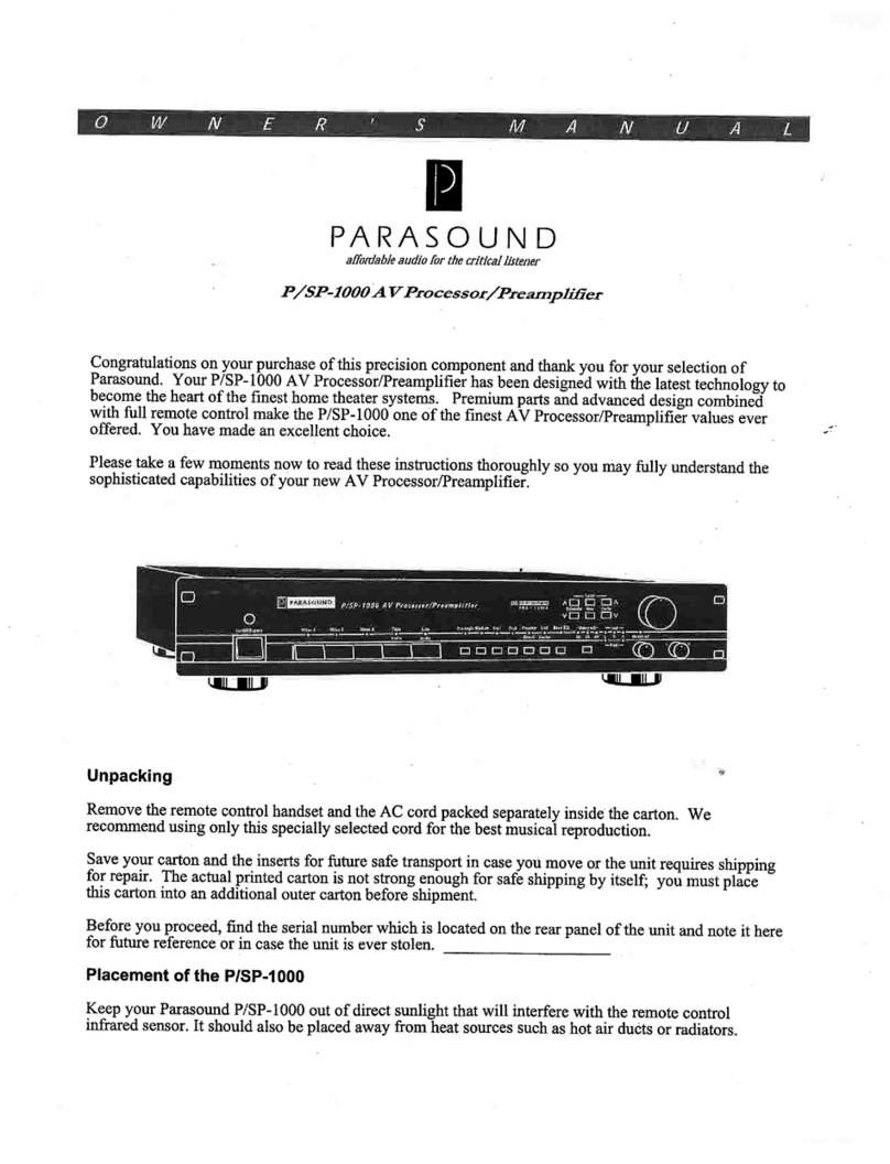 Parasound P/SP-1000 User manual