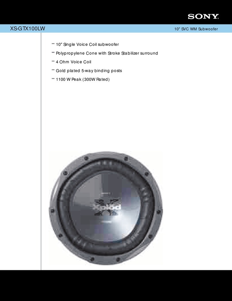 Sony XS-GTX100LW - Gtx 10" Sub Woofer User manual