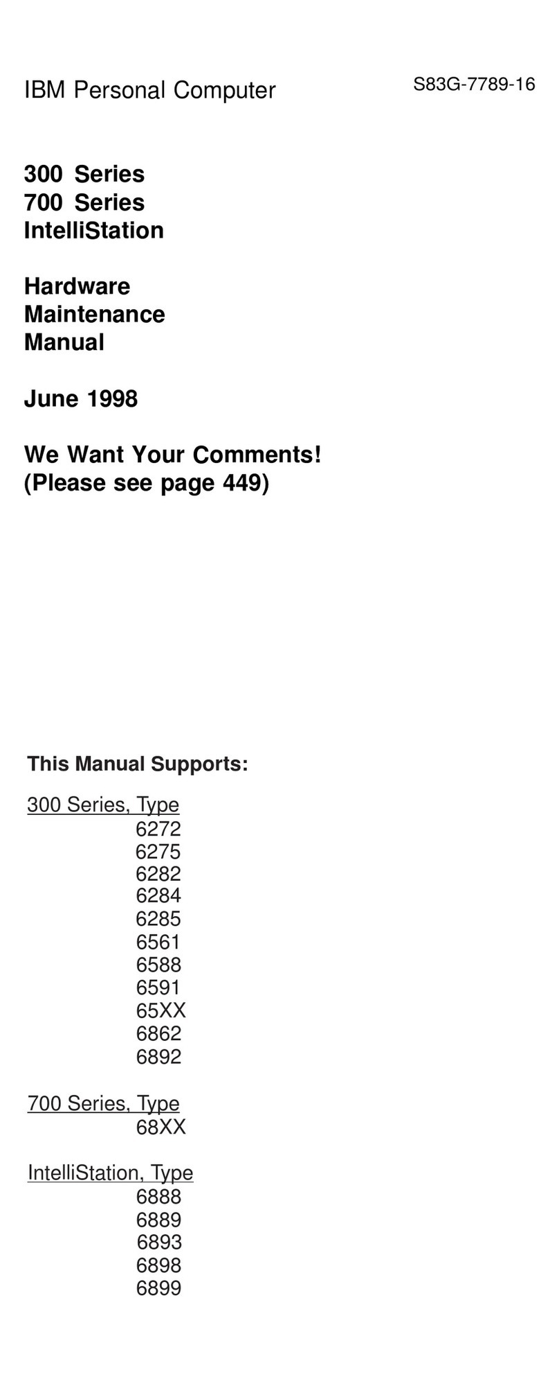 IBM 689912U - IntelliStation Z - Pro 6899 Owner's manual