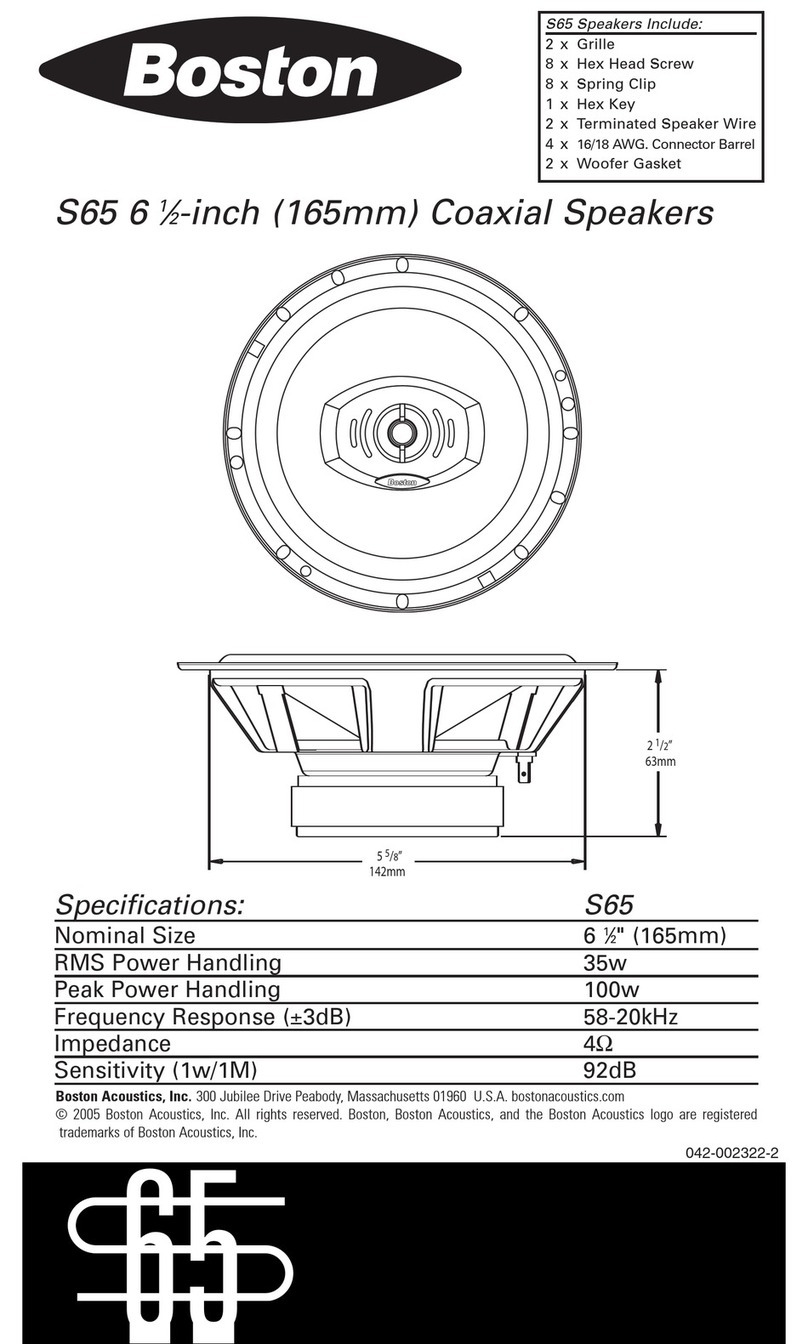 Boston Acoustics S65 specification Boston Acoustics S65 specification