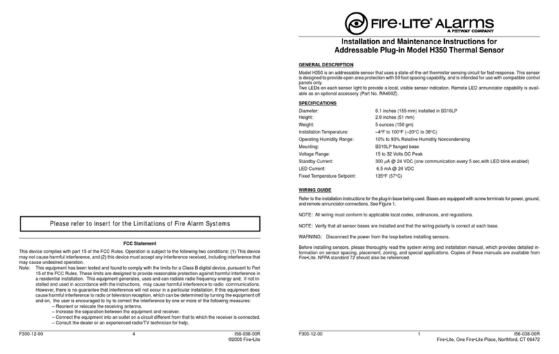 Fire-Lite H350 Installation and maintenance instructions