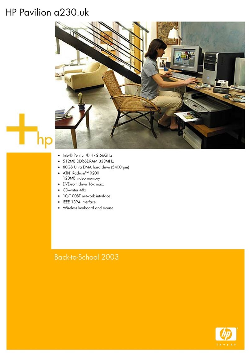 HP Pavilion a200 - Desktop PC Product specifications