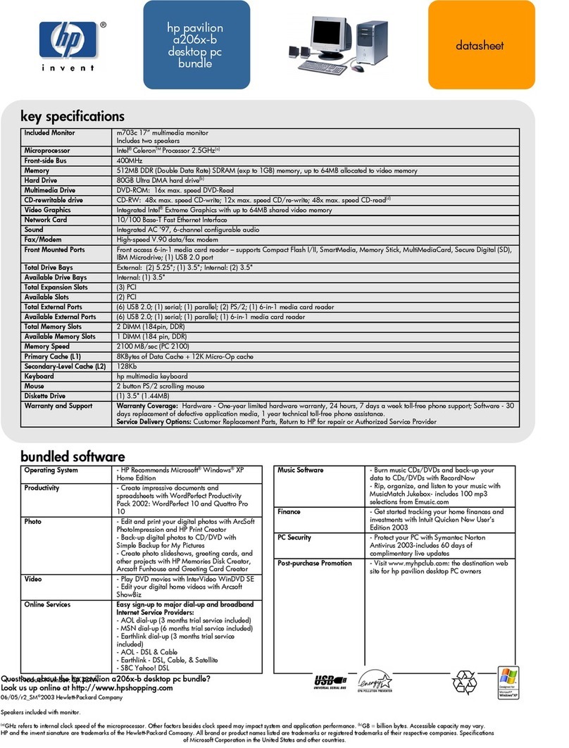 HP Pavilion a200 - Desktop PC Installation instructions