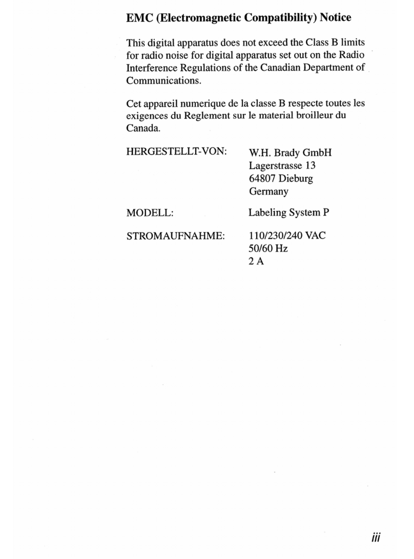 Brady Versaprinter User manual
