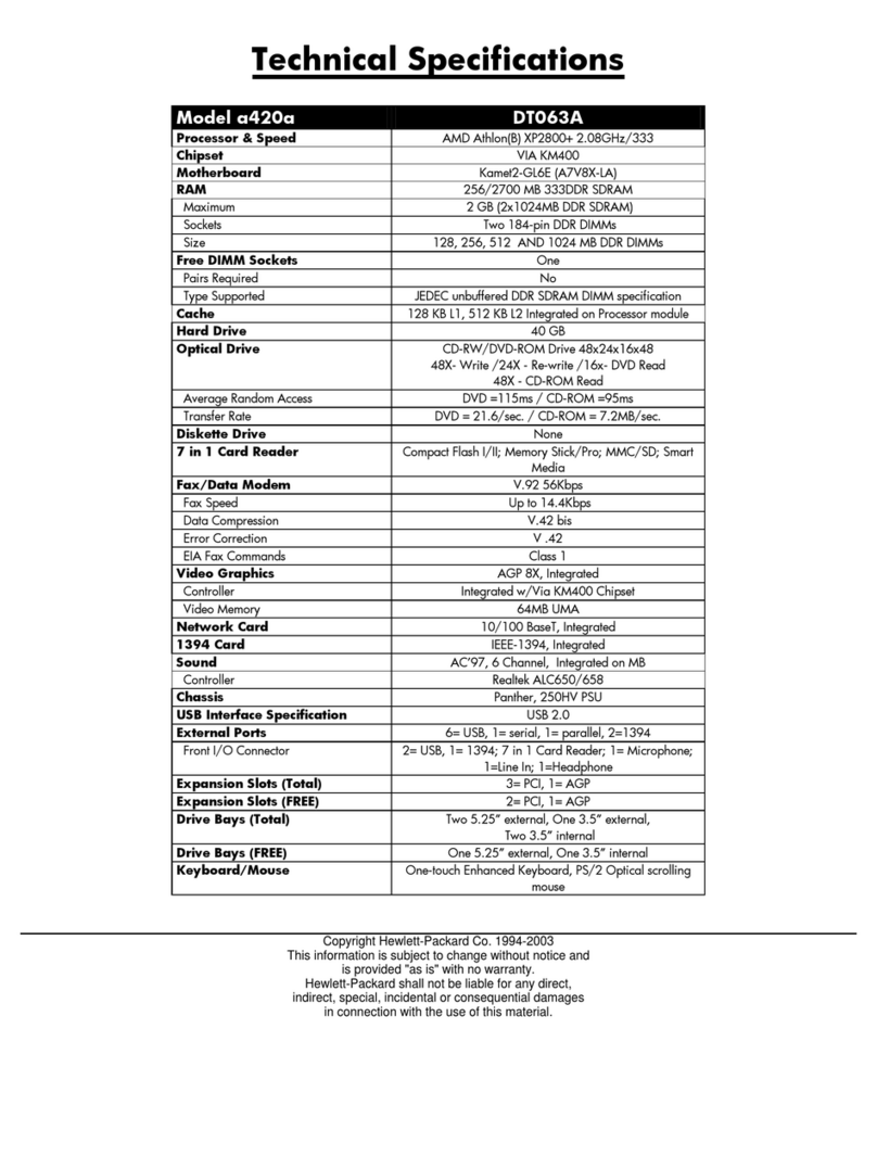 HP Pavilion a400 - Desktop PC User manual
