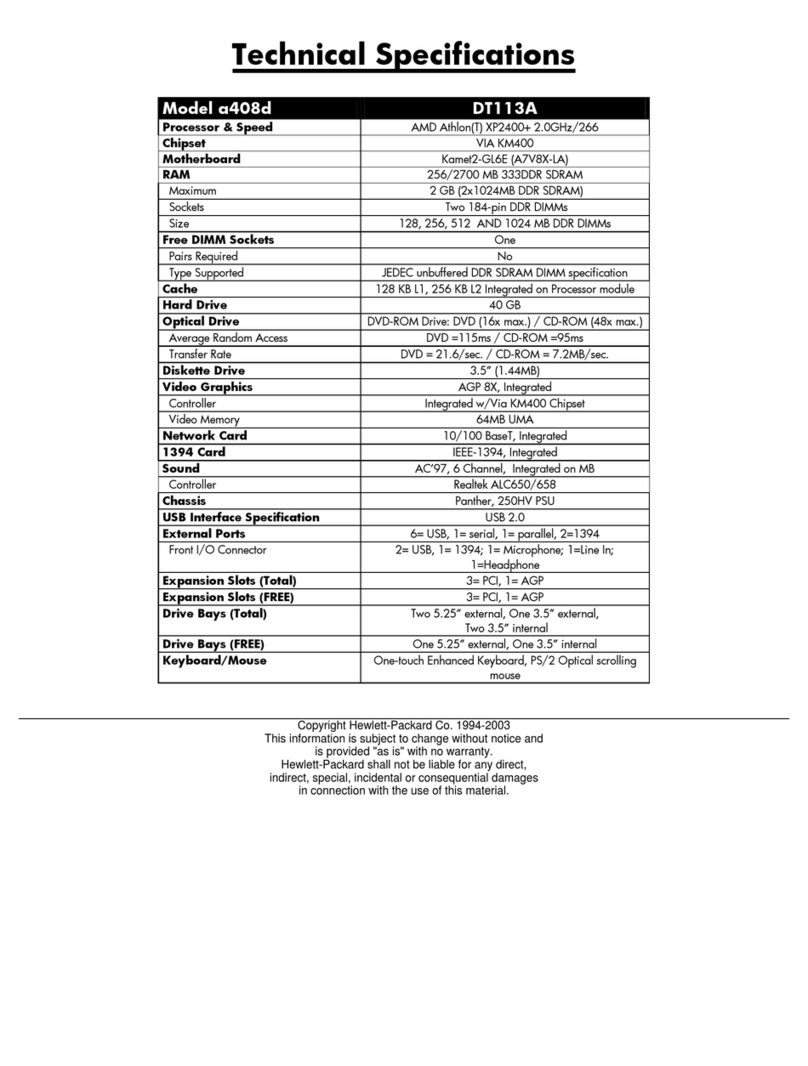 HP Pavilion a400 - Desktop PC User manual