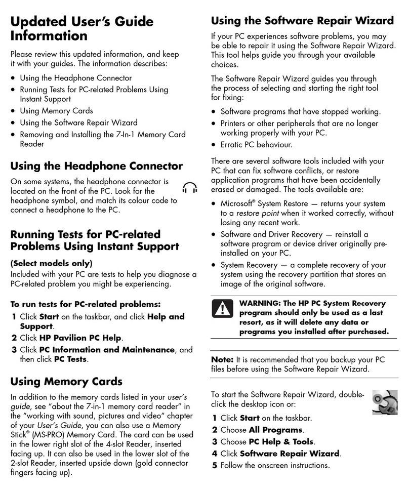 HP Pavilion a400 - Desktop PC User manual